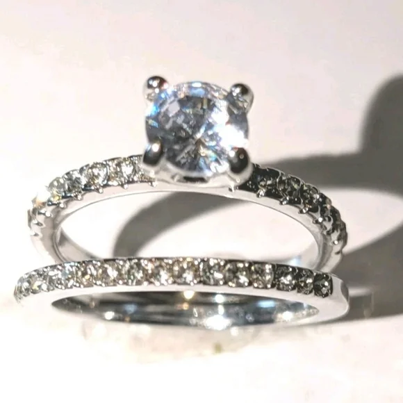 Women's 3 Ct Round Princess Cut Lab-created Diamond Engagement Duo Ring Set Sz 7 - Picture 13 of 17